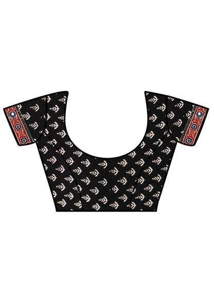 Red And Black Multi Hued Ajrakh Saree