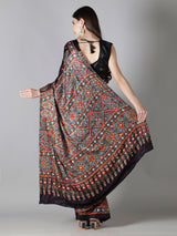 Charcoal Black Ajrakh Saree