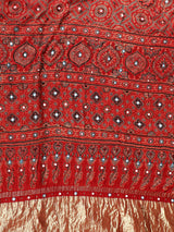 Vermillon Red Ajrakh Saree