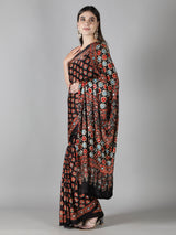 Midnight Black, Multi Colour Star Ajrakh Saree