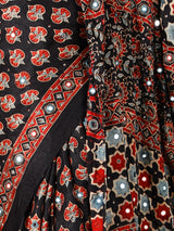 Midnight Black, Multi Colour Star Ajrakh Saree