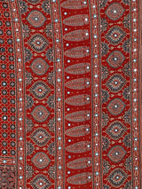 Scarlet Red Star Ajrakh Saree