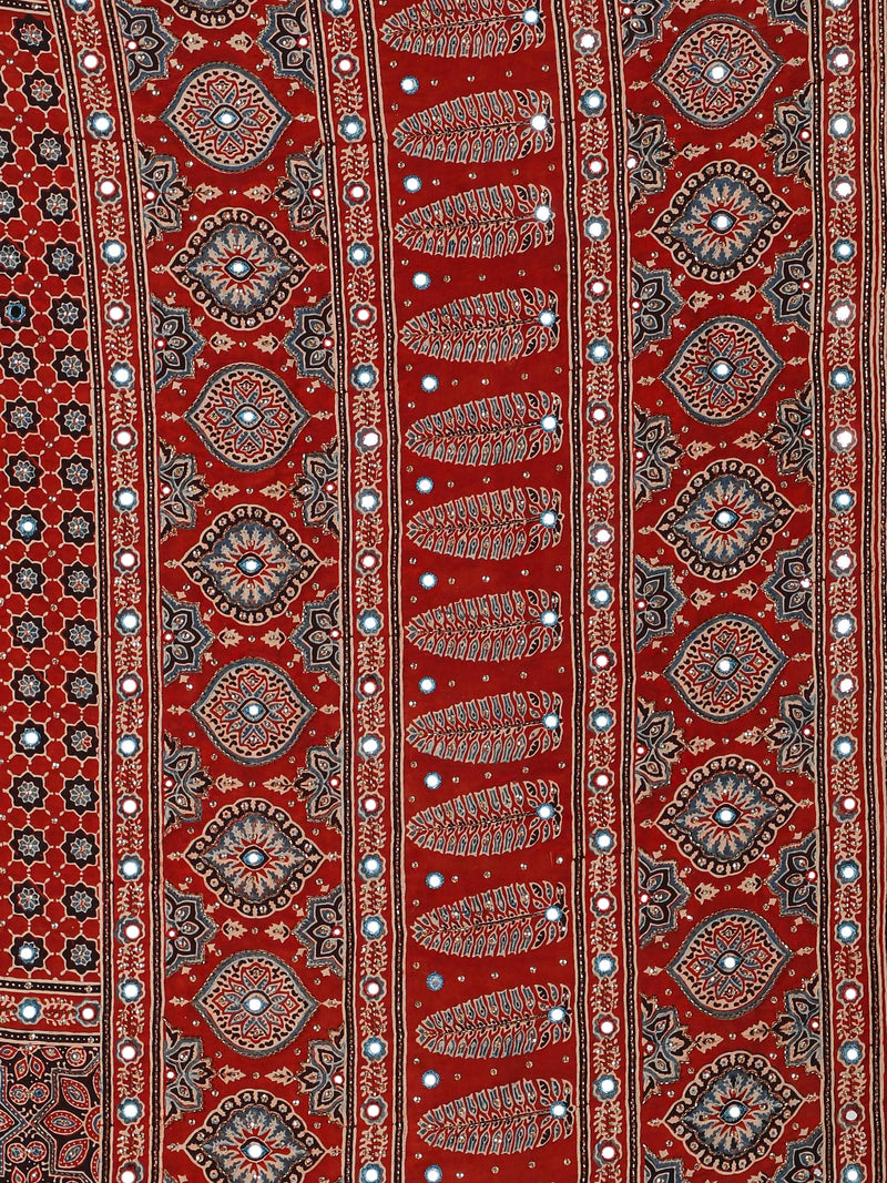 Scarlet Red Star Ajrakh Saree