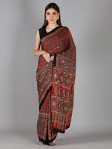 Scarlet Red Star Ajrakh Saree