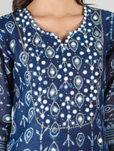 Indigo Blue  With White Dew Drop Print