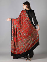 Vermillon Red And Turquioise Ajrakh Dupatta