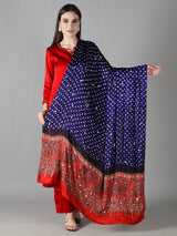 Violet Bandhej With Red Ajrakh Pallu Dupatta