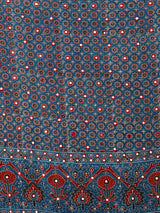 Prussian Blue Star Ajrakh Dupatta