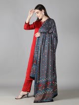 Prussian Blue Star Ajrakh Dupatta