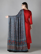 Prussian Blue Star Ajrakh Dupatta