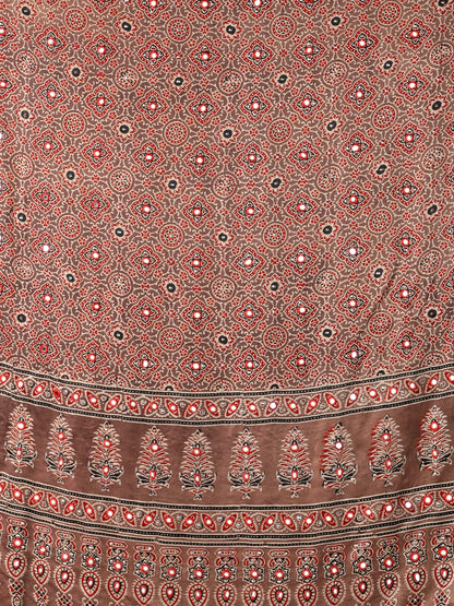 Sandstone Brown With rust Orange Accent, Zari pallu Ajrakh Dupatta
