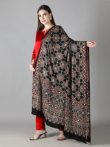 Midnight Black With Multi Hued Accents Ajrakh Dupatta