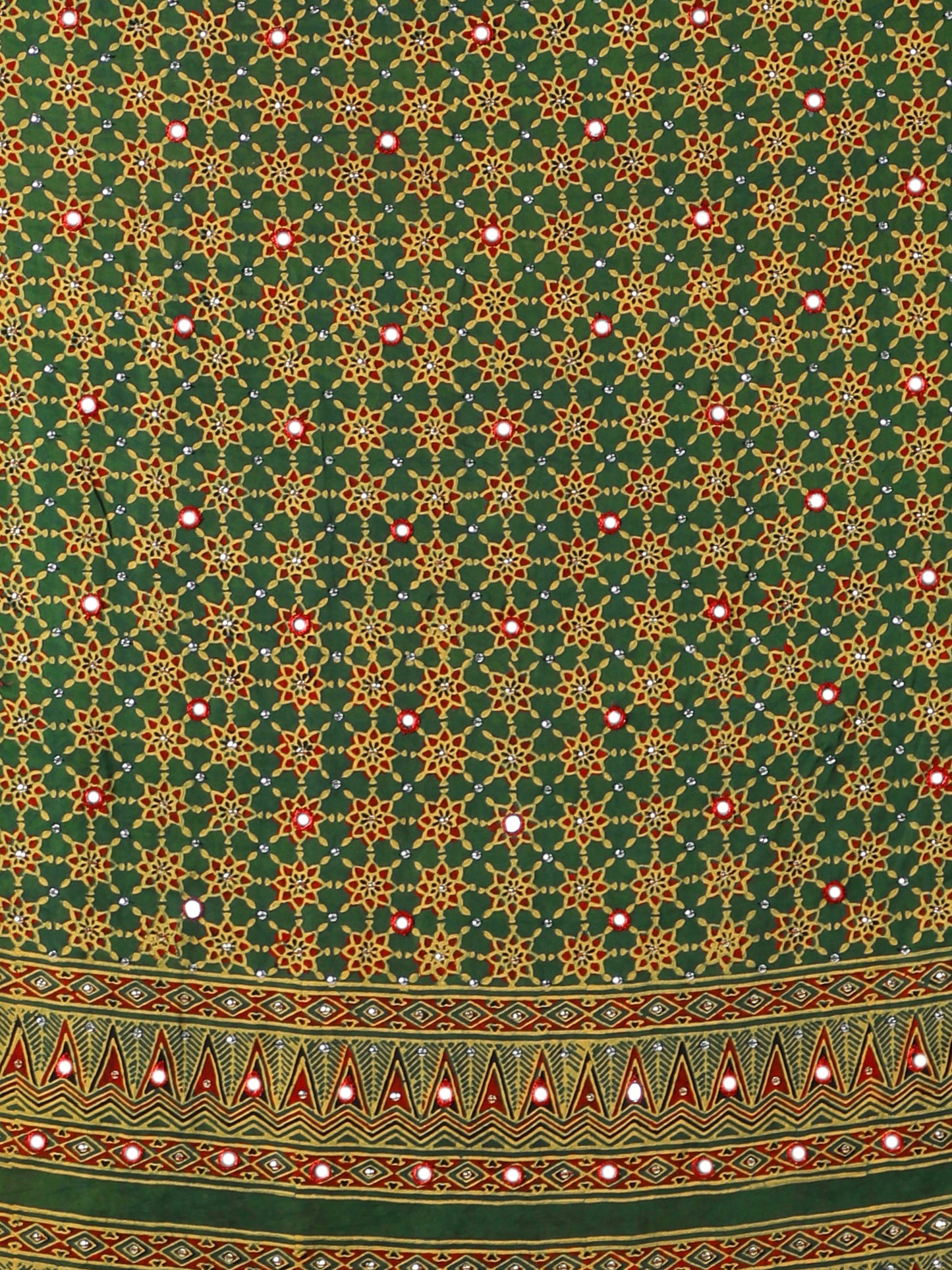 Leaf Green With Maroon Accents Ajrakh Dupatta