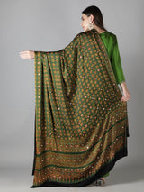 Leaf Green With Maroon Accents Ajrakh Dupatta