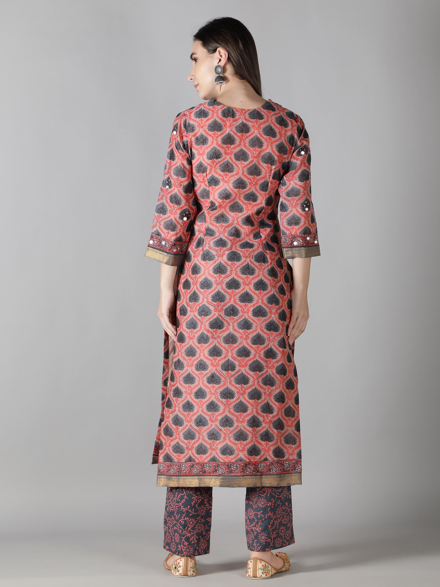 Coral Pink And Stone Grey