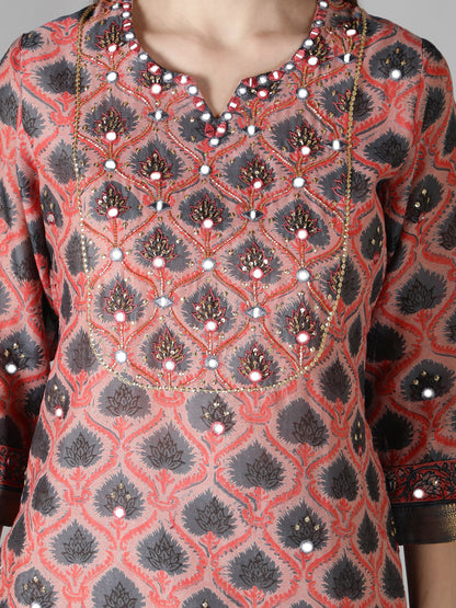 Coral Pink And Stone Grey