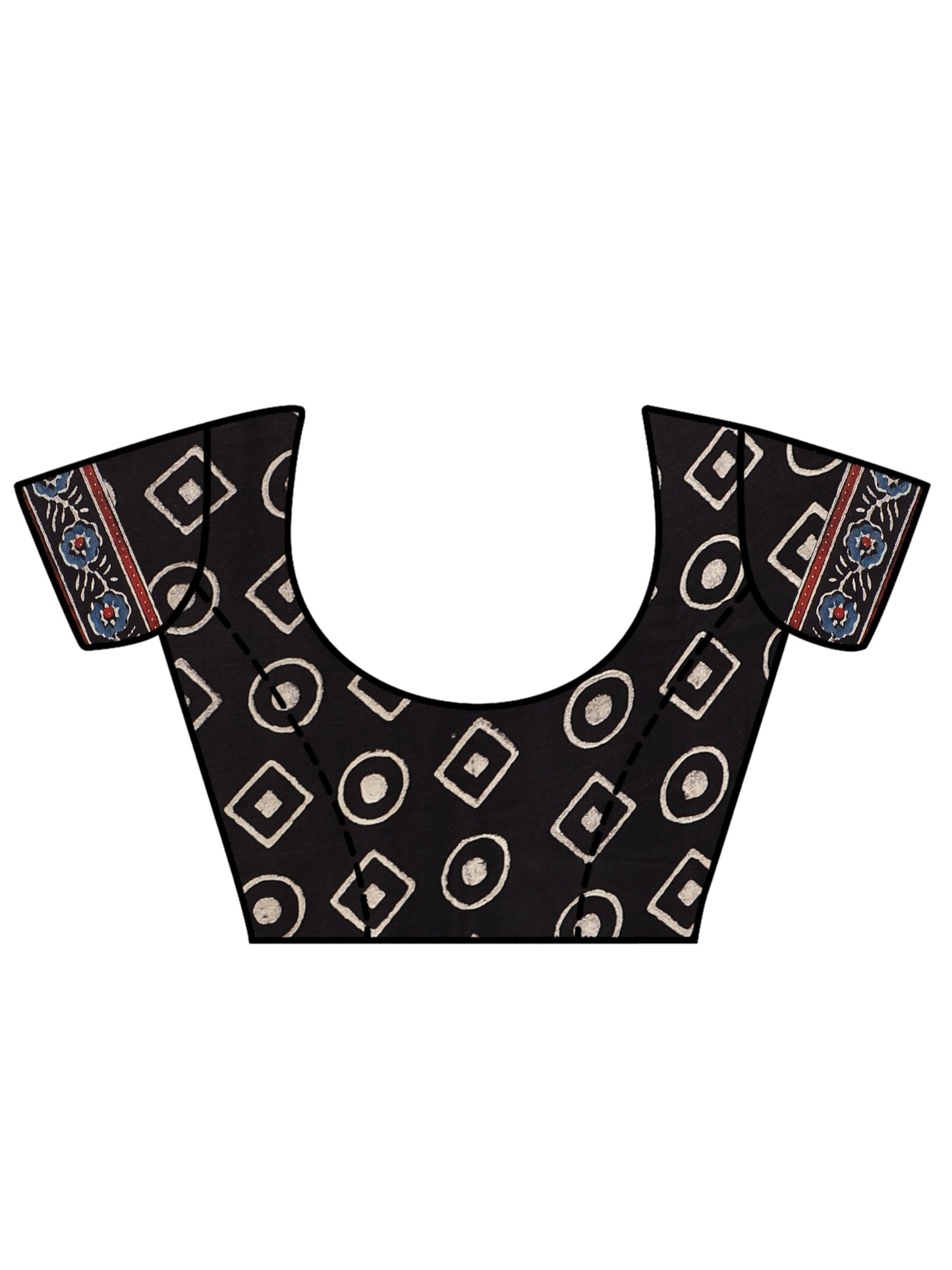 Midnight Black Paisley Ajrakh Saree With Zari Pallu